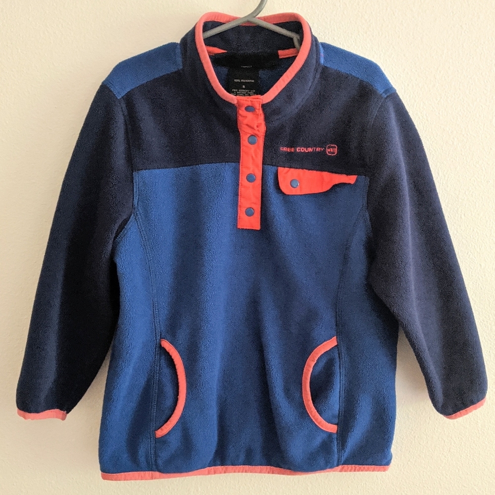 Free Country Fleece Colorblock 1/4 Half Snap Pullover Kids Size 5